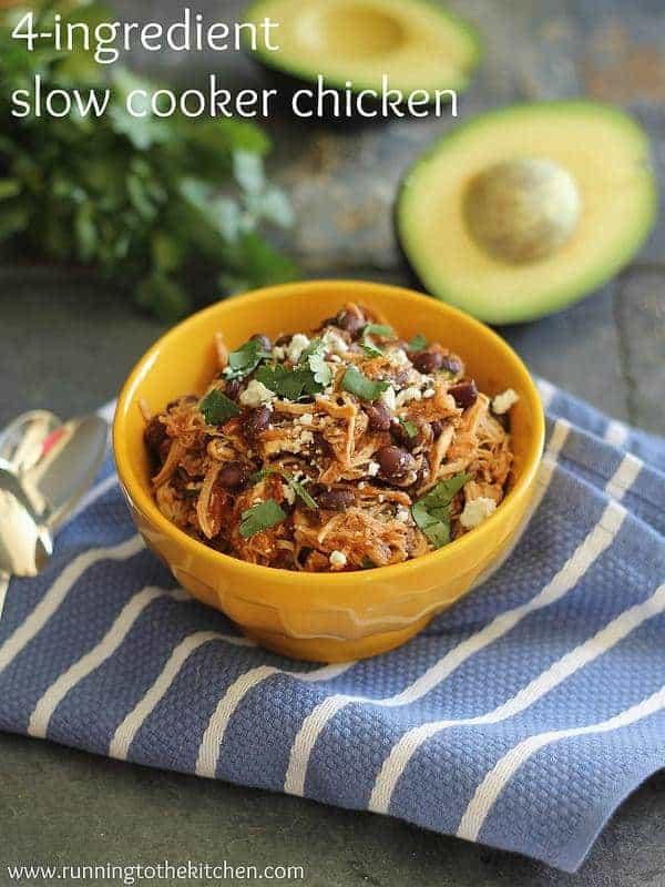 4 Ingredient Slow Cooker Pulled Chicken