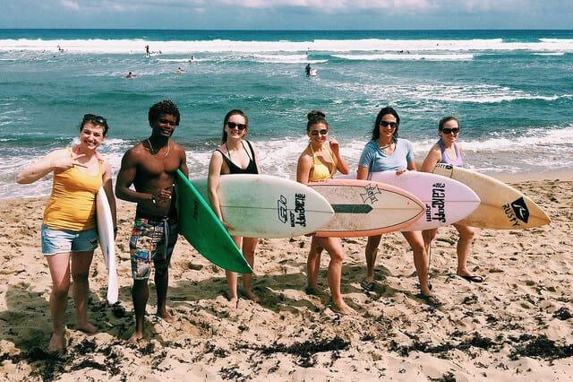Surfing group shot