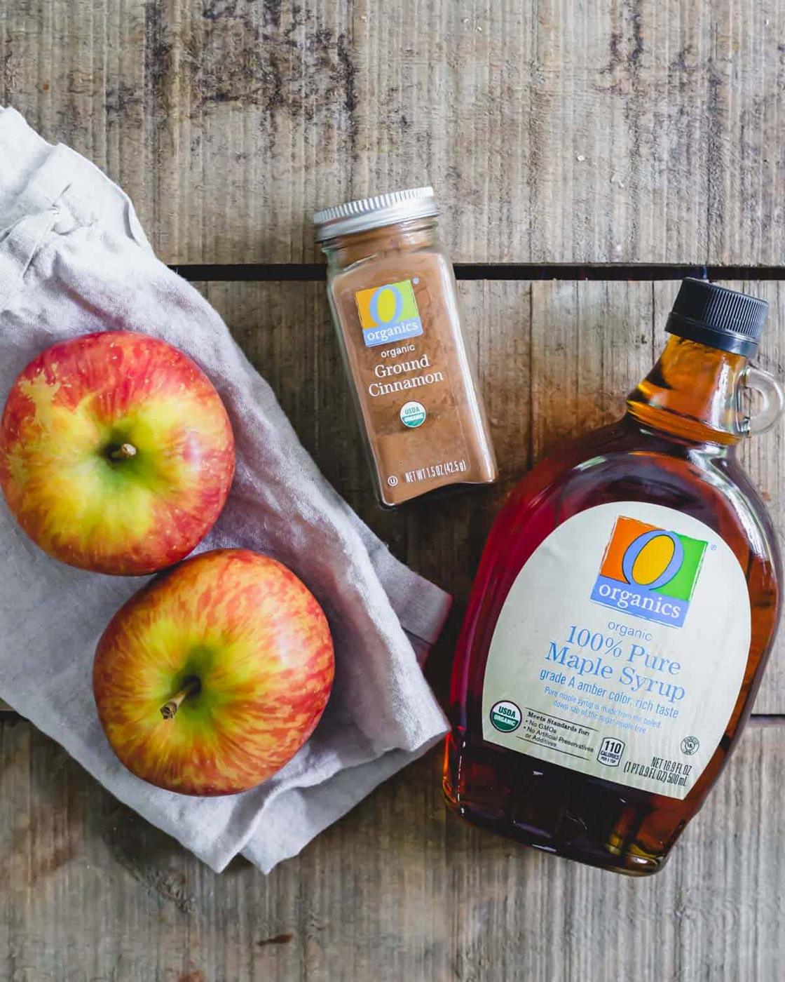 Ingredients to make apple chips in the air fryer.