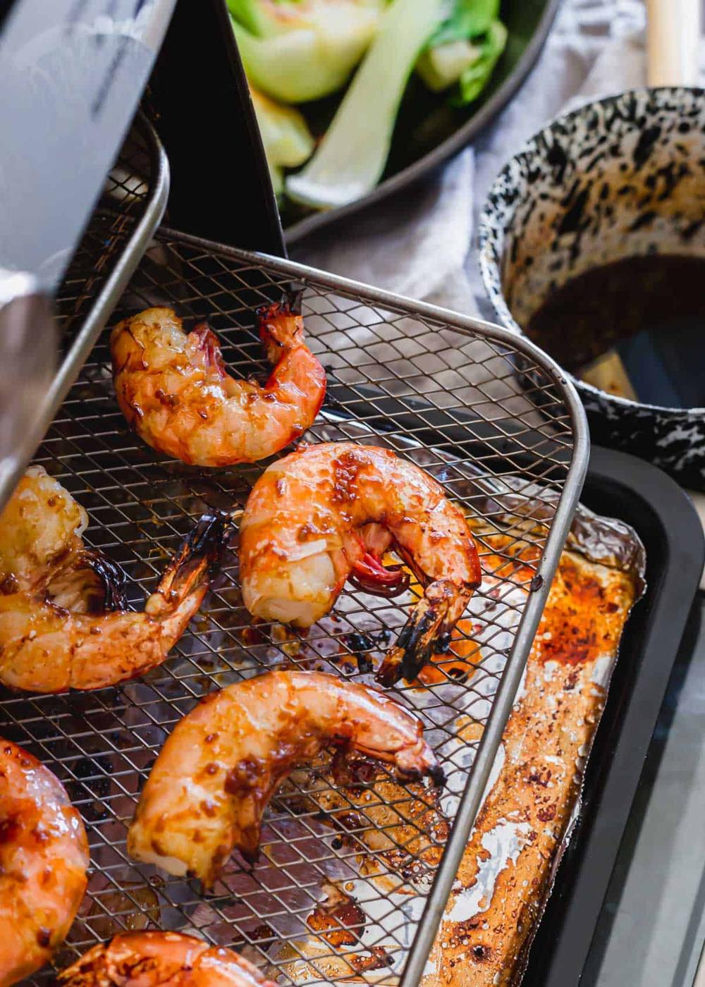 Air Fryer Frozen Shrimp with Garlic Ginger Sesame Sauce