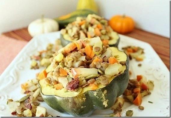 Stuffed Apple Lentil Acorn Squash