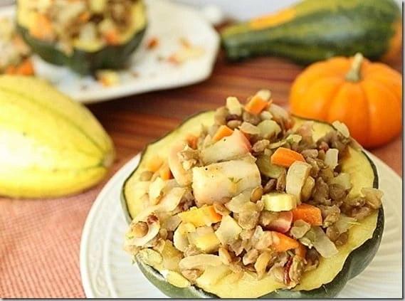 Apple and Lentil Stuffed Acorn Squash