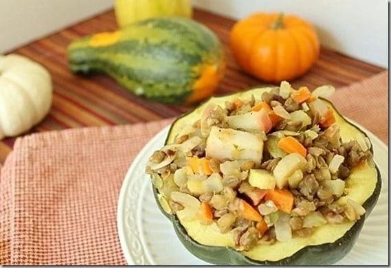 Lentil Apple Stuffed Acorn Squash
