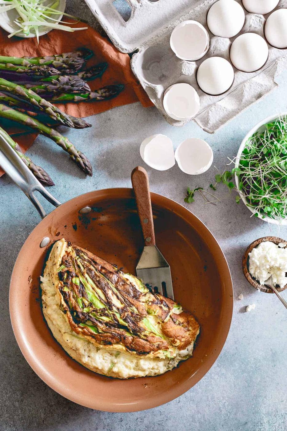 This omelette souffle is filled with spring ingredients and the perfect light, fluffy and airy texture for something a little more special than your average breakfast.