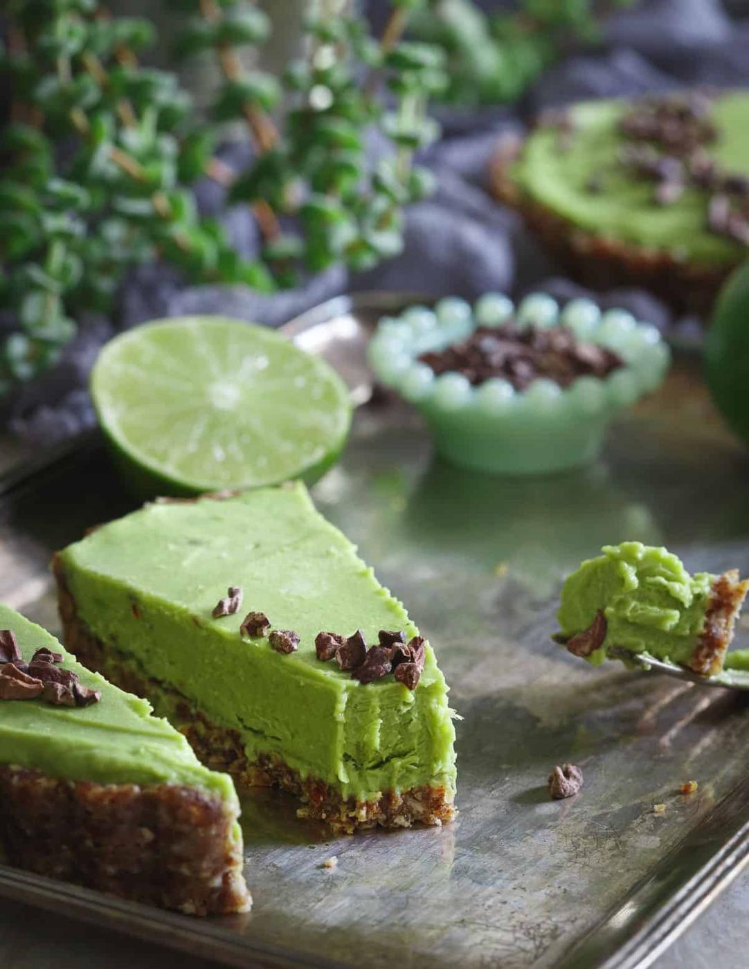 This Lime Avocado Tart is a simple and healthy no bake summer dessert