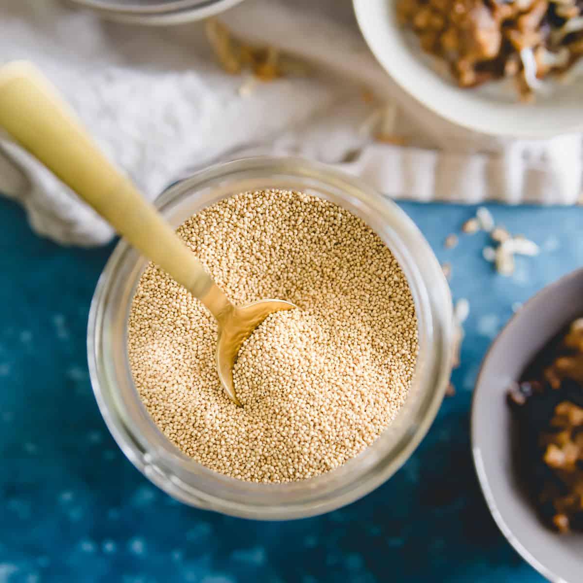dry amaranth seed makes a delicious option for a gluten-free baked pudding.