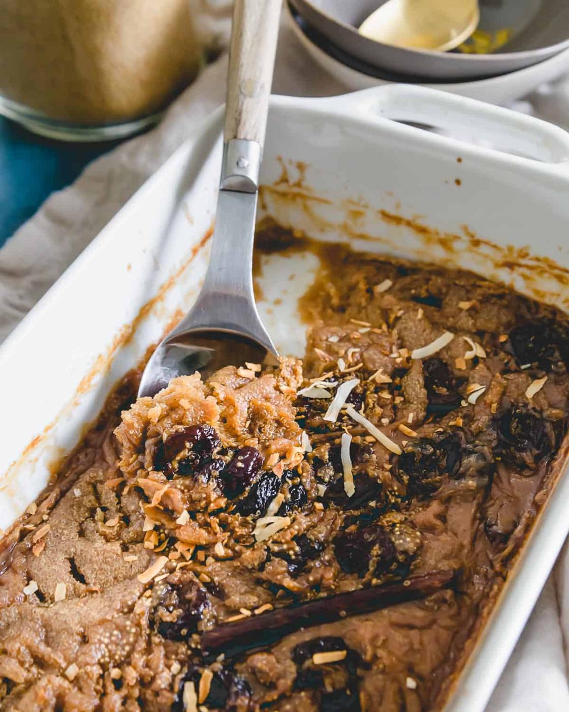 Using naturally gluten-free amaranth as a base for this cherry vanilla baked pudding is a deliciously healthy alternative to rice.