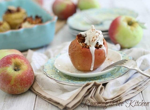 Baklava stuffed apples with coconut cream