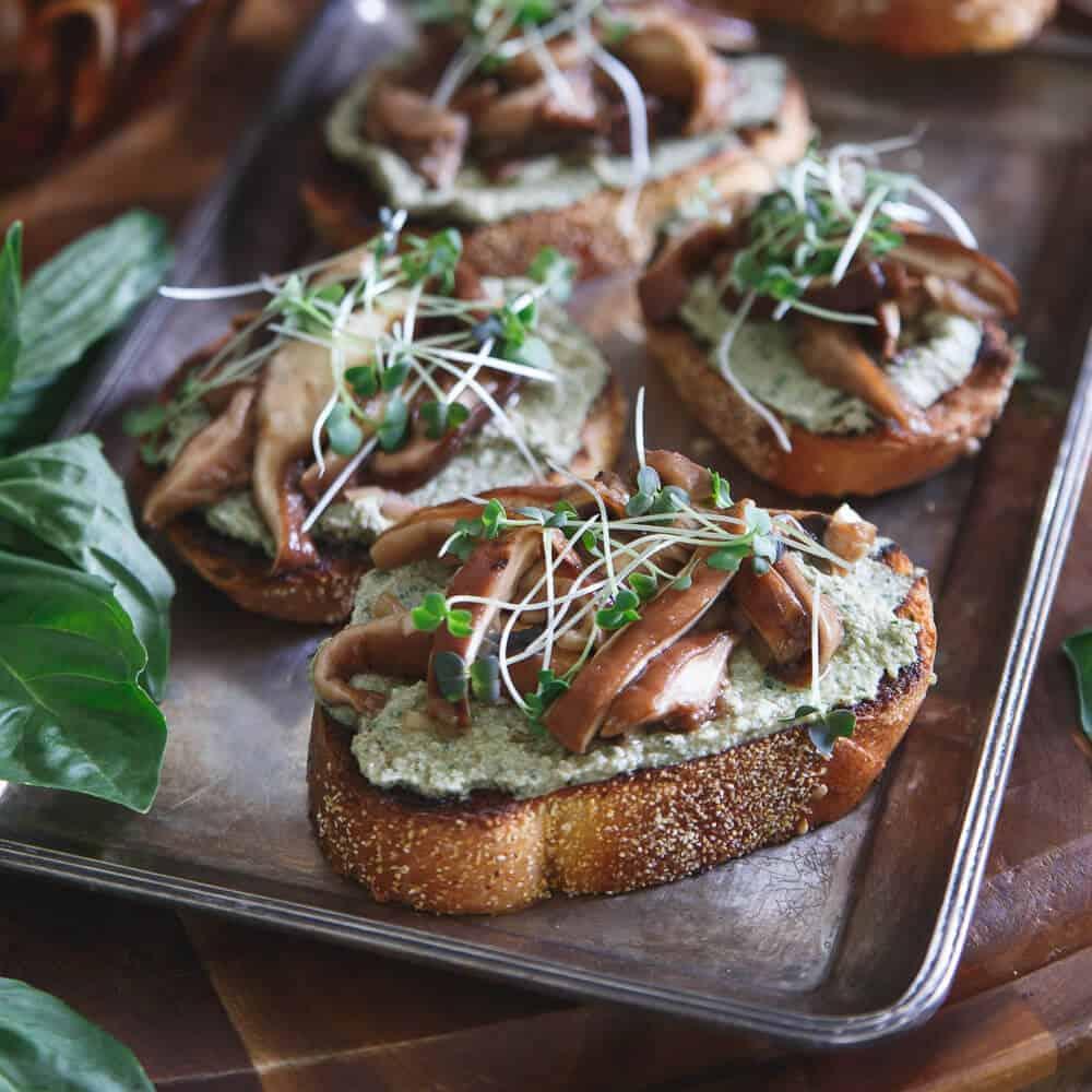 Balsamic Pickled Shiitake Crostini