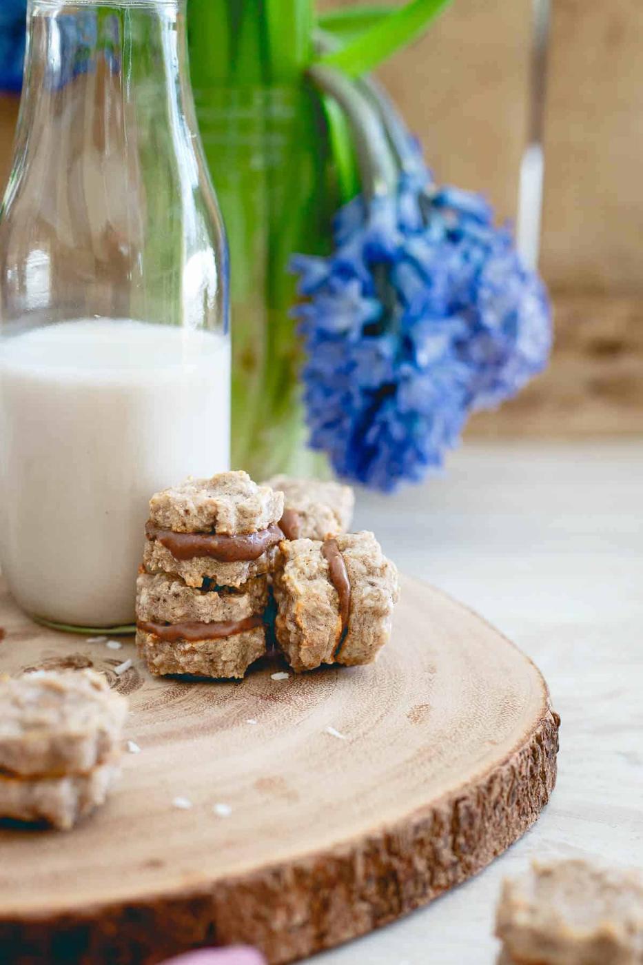 Chocolate Hazelnut Banana Macaroon Sandwich Cookies