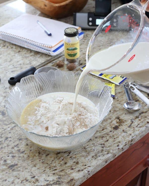 Banana nutmeg pancakes prep