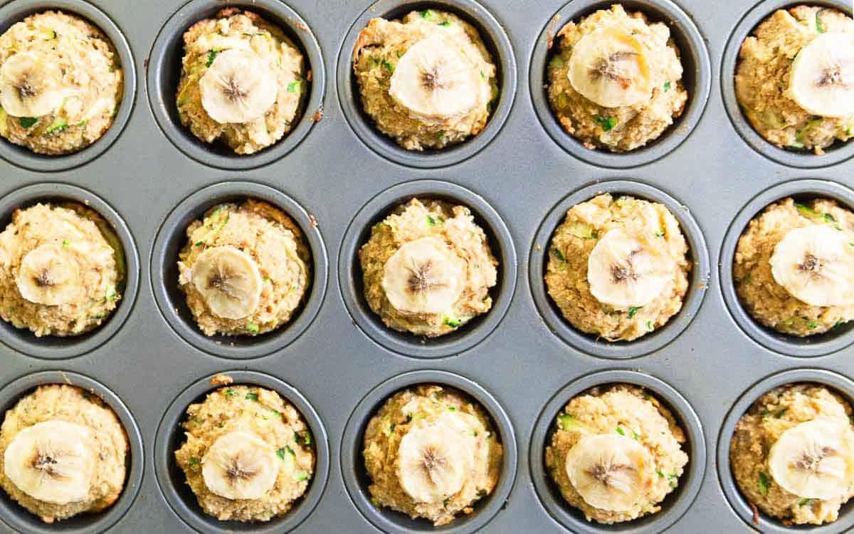Healthy banana zucchini muffins make a great end of summer snack.