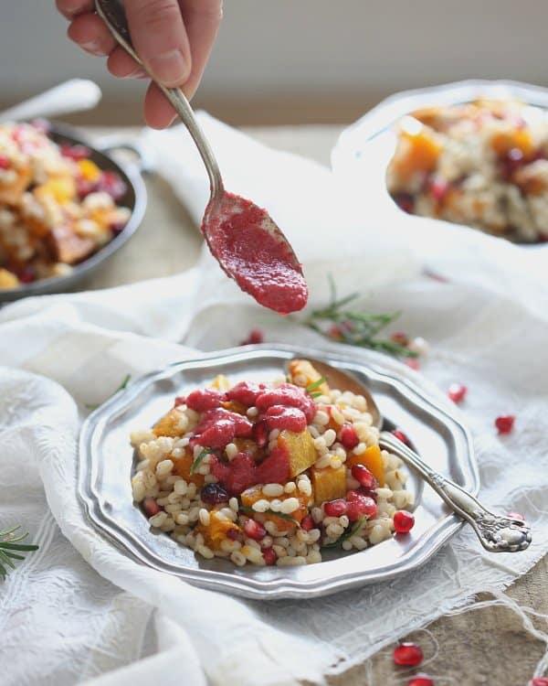 Barley butternut salad with cranberry vinaigrette