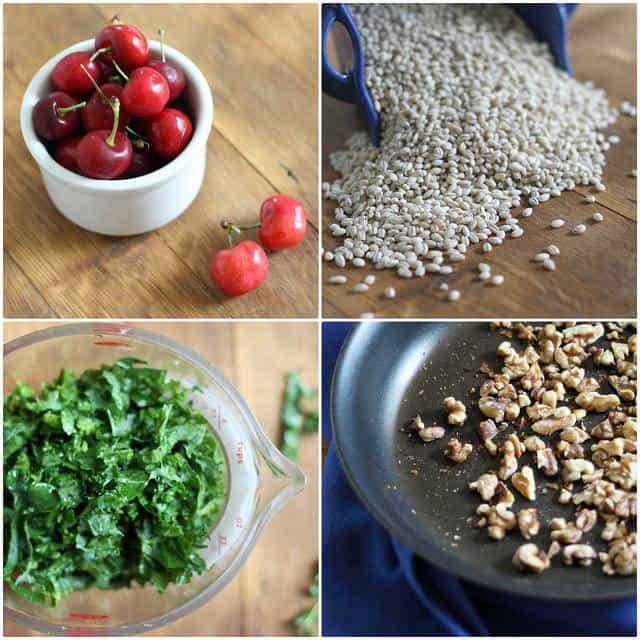 Barley kale and cherry salad