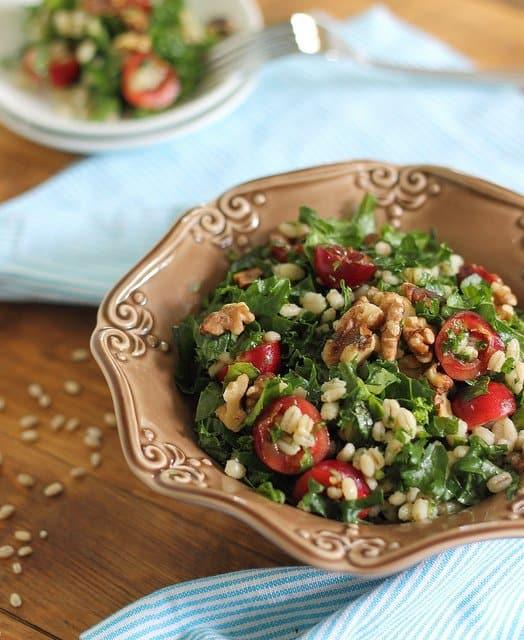 Kale and cherry salad with barley
