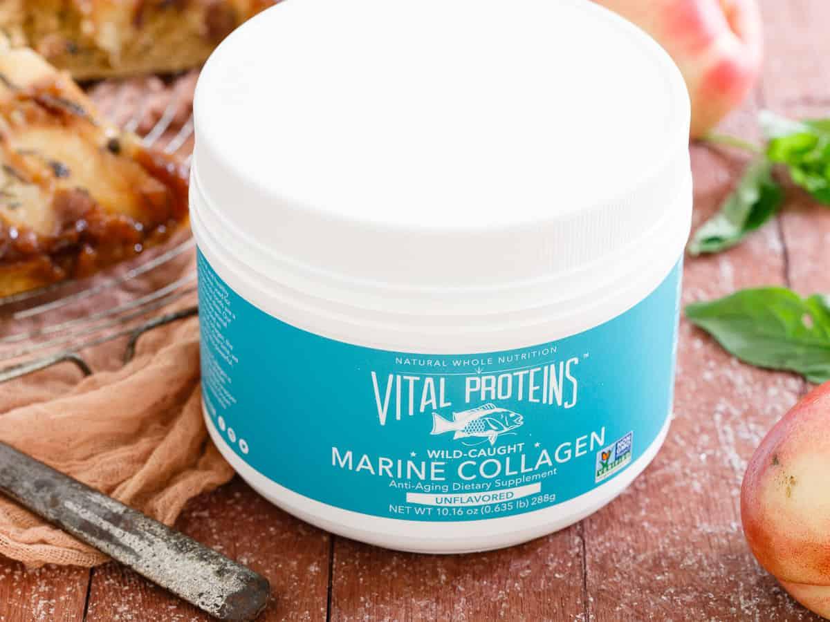 Basil Nectarine Upside Down Cake using Vital Proteins marine collagen.