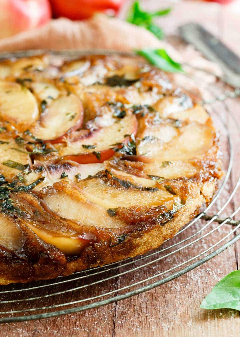 Gluten Free Basil Nectarine Upside Down Cake with Vital Proteins marine collagen.