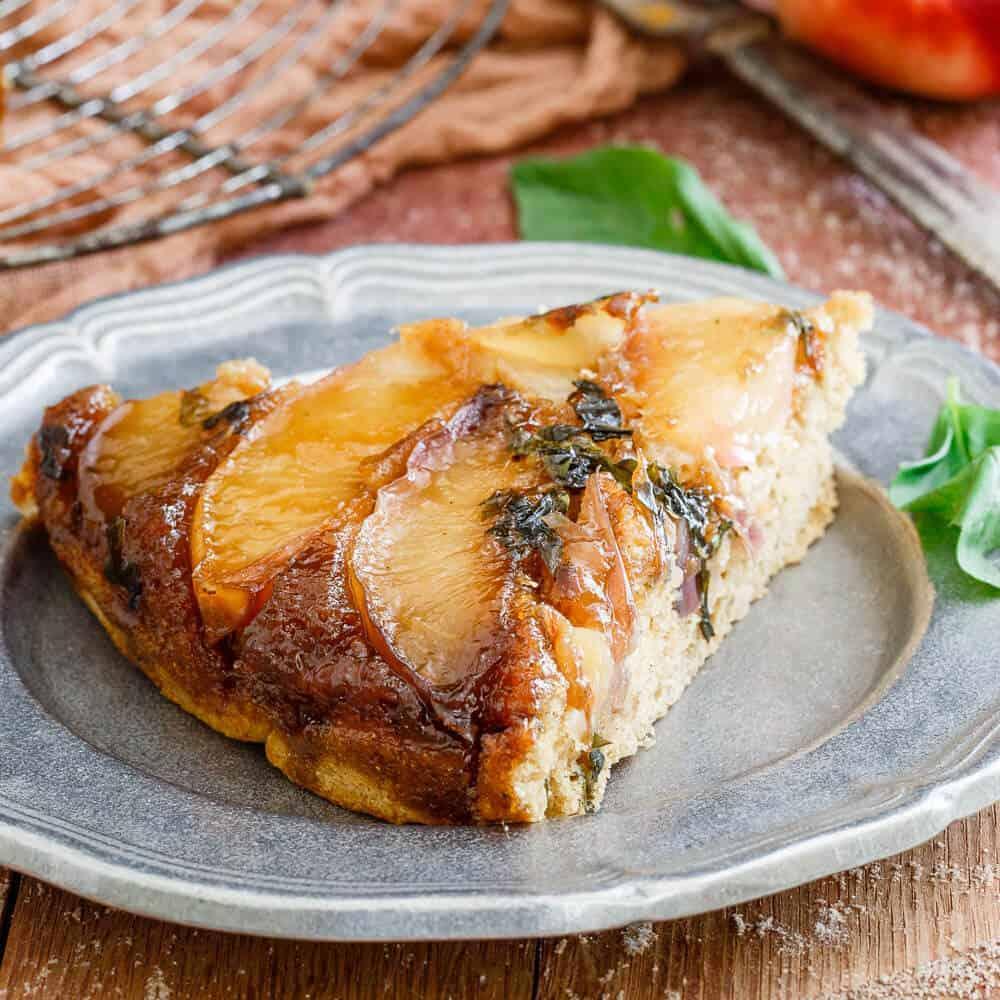 Basil Nectarine Upside Down Cake