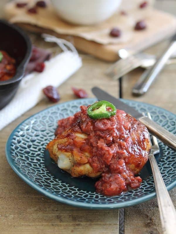 Chicken with Cherry Jalapeno Sauce
