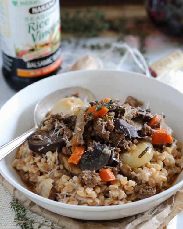 Farro beef and mushroom bolognese