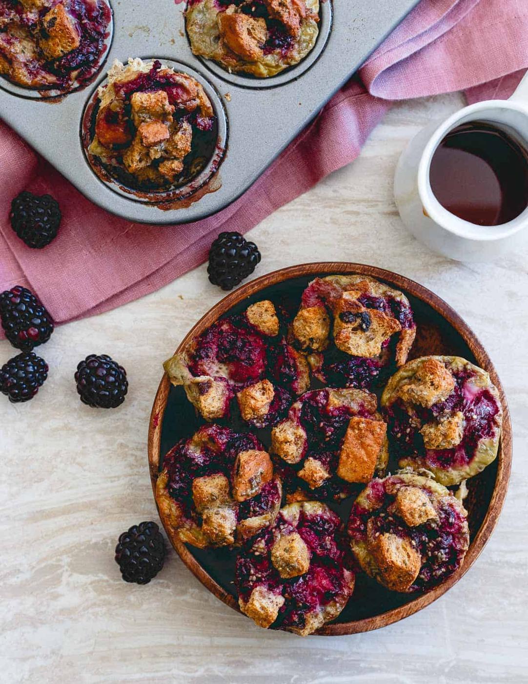 All the decadence and deliciousness of French toast in bite size form! Take these blackberry ginger French toast bites with you for an easy on the go breakfast!