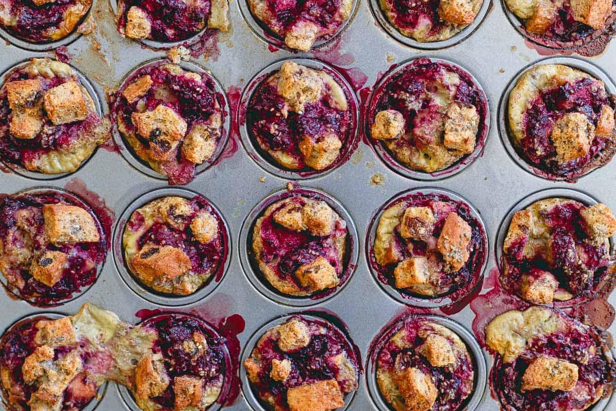 Made with gluten-free cinnamon raisin bread, these blackberry French toast bites are a breakfast everyone can enjoy!