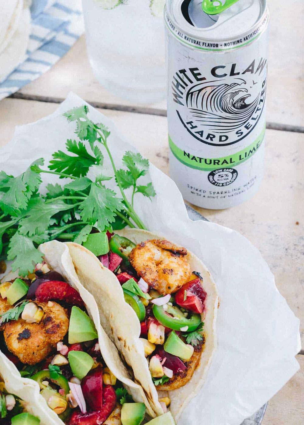 Make these Blackened Shrimp Tacos with Grilled Corn Cherry Salsa for a light summer meal.