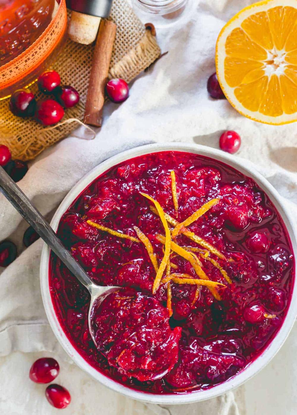 Cranberry sauce made with Bulleit bourbon, orange and cinnamon.