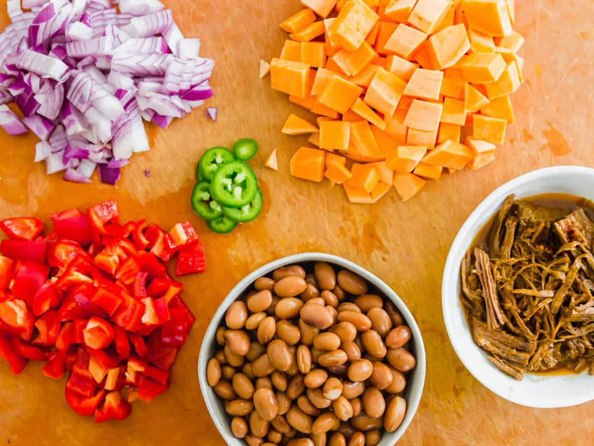 ingredients for beef brisket hash