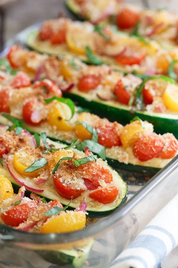 Hummus Stuffed Zucchini