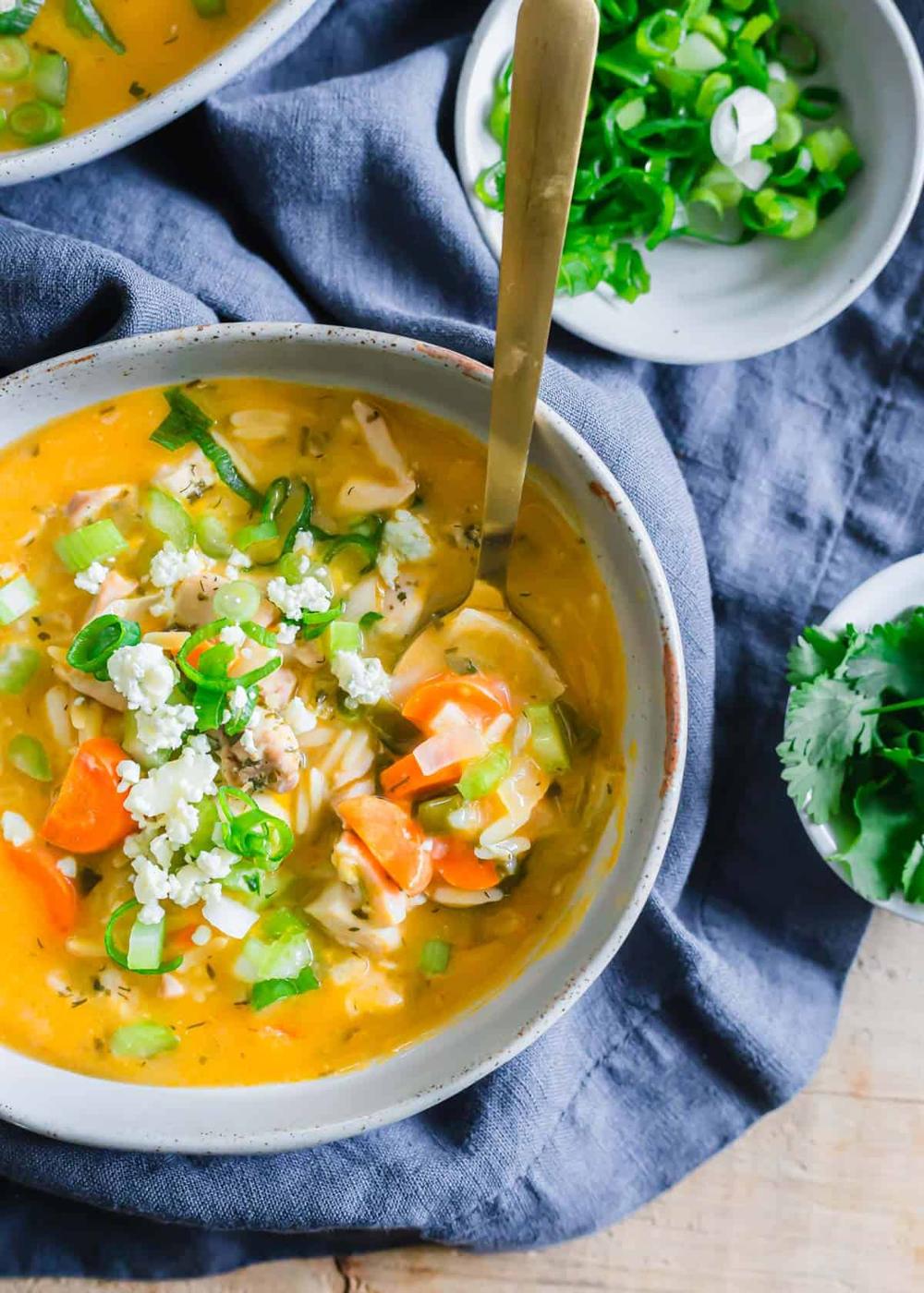 Buffalo chicken soup made with carrots, ranch seasoning and lots of buffalo sauce flavor.