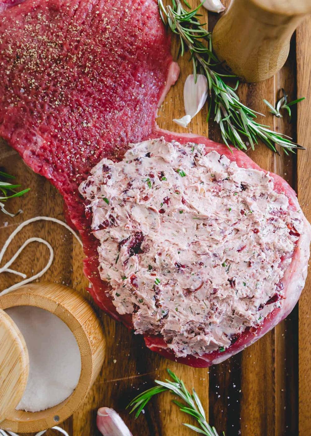 butterflied leg of lamb stuffed with cranberry goat cheese