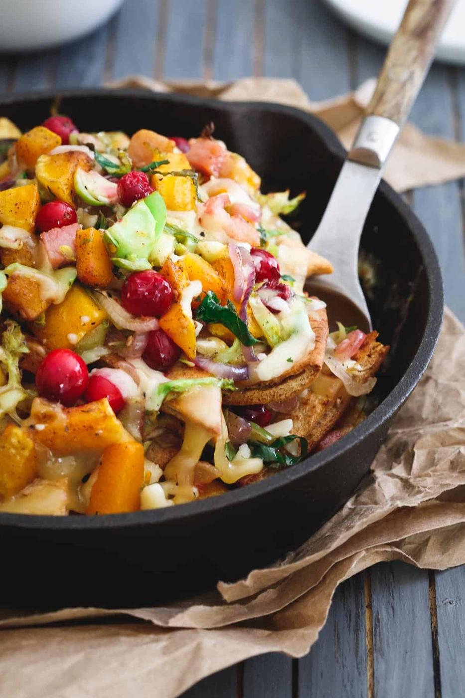 Butternut squash pita nachos packed with tons of fall flavor and melted cheddar and gouda.