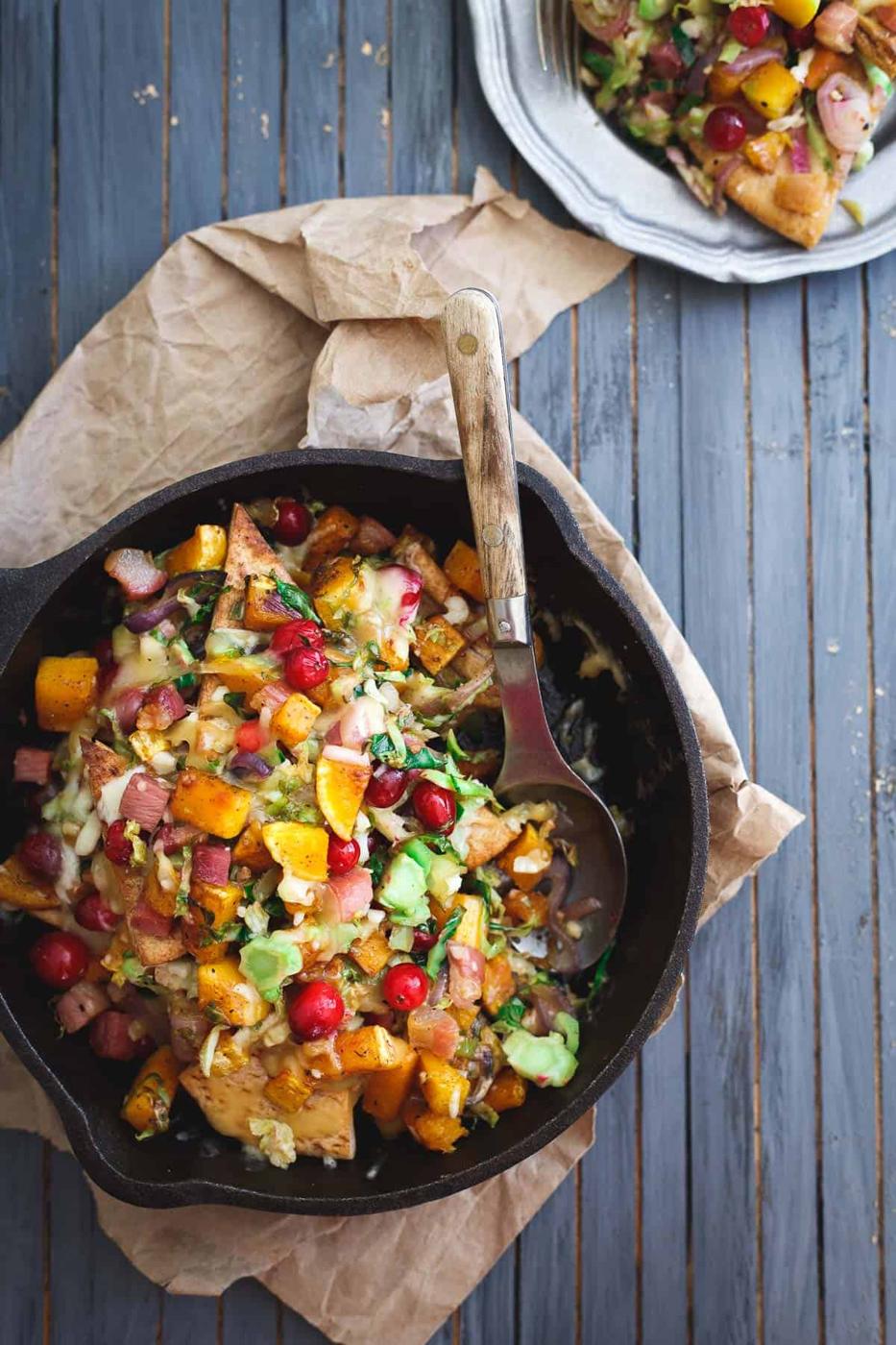 Butternut squash whole wheat pita nachos are packed with fall flavors in every bite.