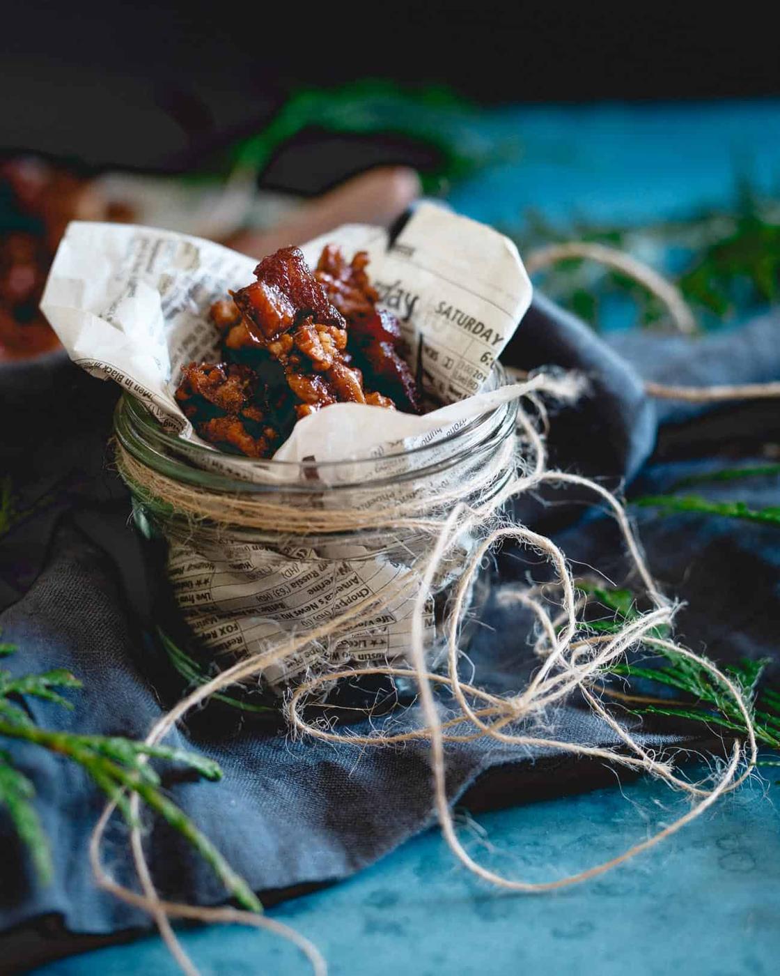 This candied bacon nut brittle is spicy, sweet and outrageously delicious. It also makes the perfect DIY food gift for the holiday season!