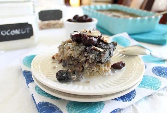 Cherry almond baked oats