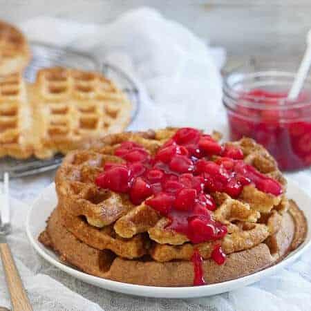 Cherry Oat Waffles