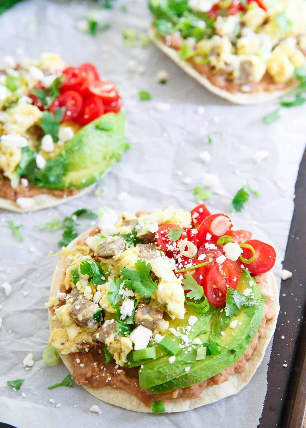 Start your day with these Chicken Sausage Breakfast Tostadas!