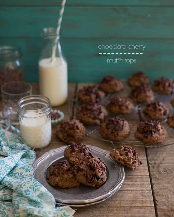 Why eat the whole muffin when you can just eat the best part? These chocolate cherry muffin tops are filled with chocolate chips and cherries for a moist interior and crunchy traditional muffin top exterior.