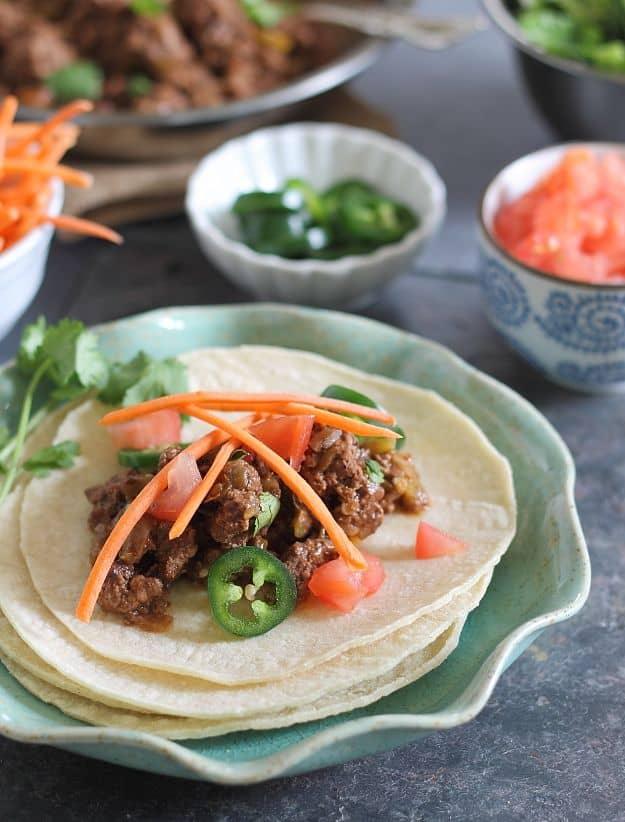 Spicy chocolate chile tacos