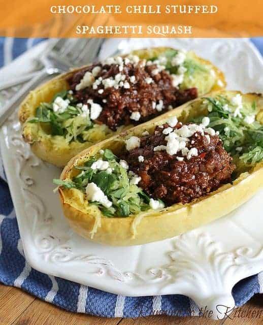 Chocolate Chili Stuffed Spaghetti Squash