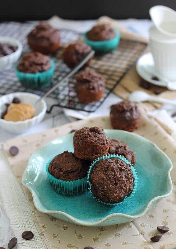 Chocolate Coffee Peanut Butter Muffins