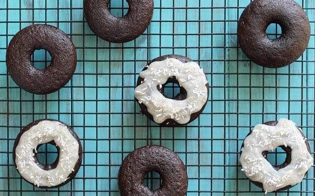 Paleo Chocolate Donuts with Coconut Vanilla Bean Icing