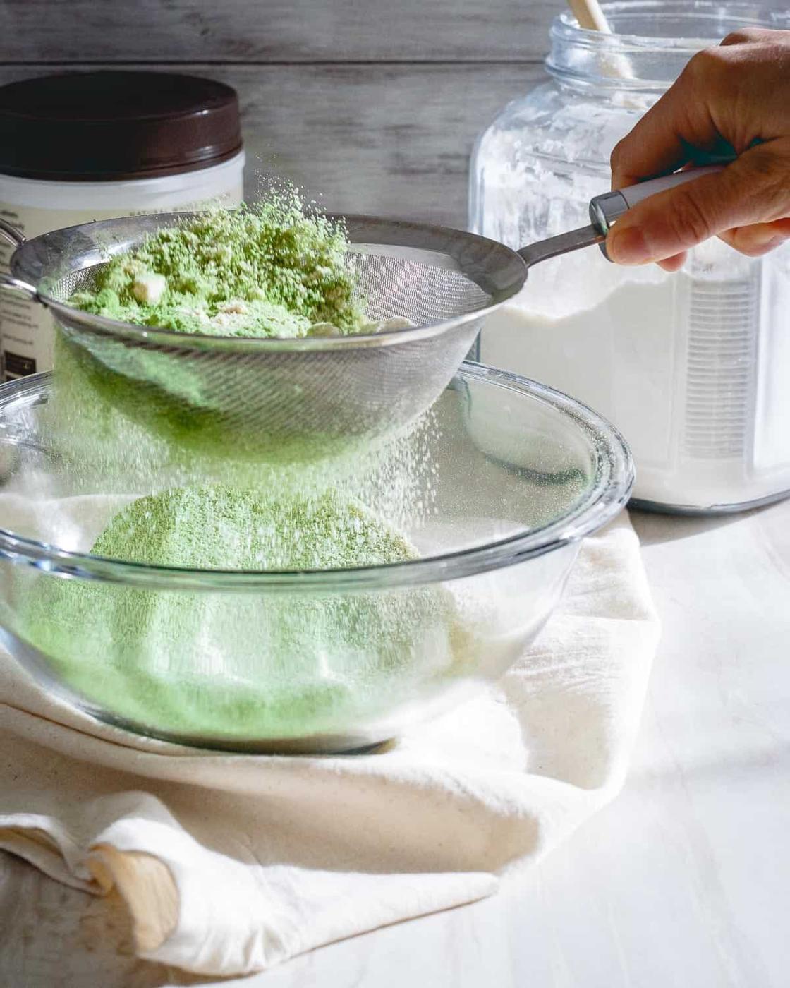 Matcha shortbread cookies made with Vital Proteins collagen whey for an added boost of healthy protein!
