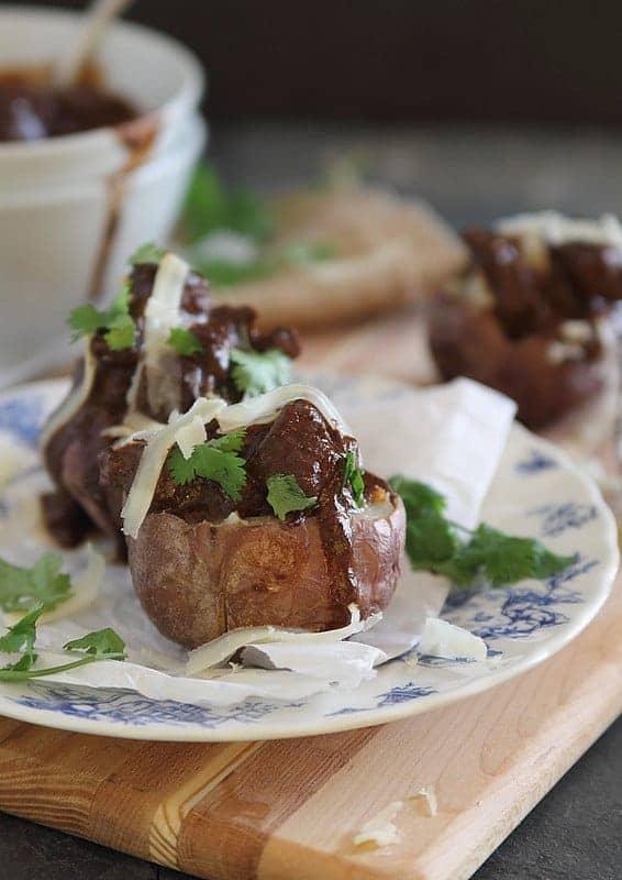 Chocolate Red Wine Beef Stew Stuffed Potatoes