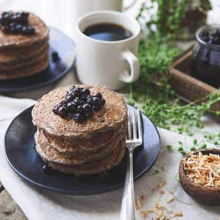 Toasted Coconut Cinnamon Raisin Oat Bran Pancakes