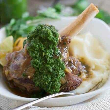 Citrus Braised Lamb Shanks with Green Harissa