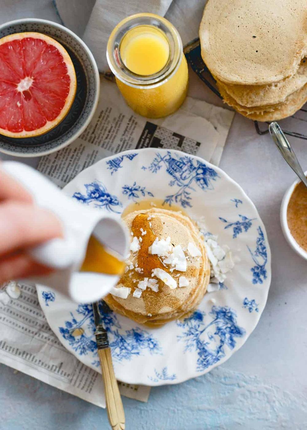 These coconut flour pancakes have a wonderfully doughy, moist texture perfect for a healthy weekend breakfast all year round.