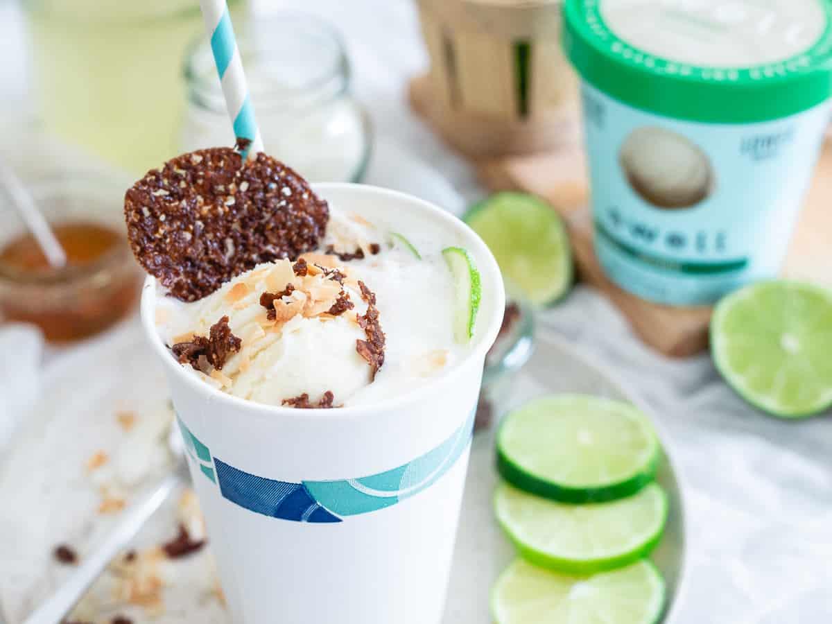Good for you coconut ice cream is turned into a refreshingly delicious summer treat in these coconut lime ice cream floats!