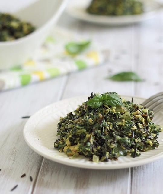Coconut wild rice risotto with salmon